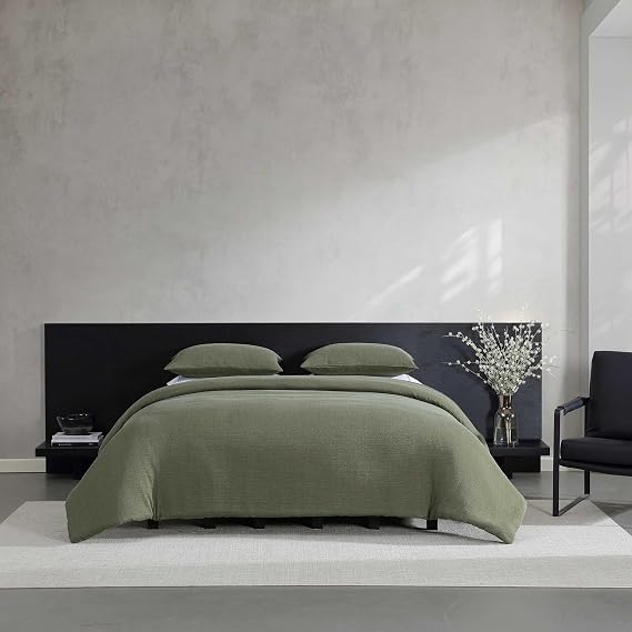 Vera Wang - Queen Duvet Cover Set with Shams, Cotton Percale