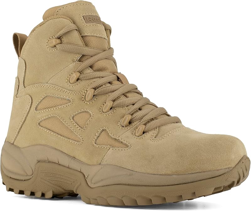 Reebok Men's Rb8694 Rapid Response Rb Composite Toe 6" Tactical Stealth Boot Sidezipper Desert Tan Military & Tactical Boots