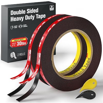Double Sided Heavy Duty Mounting Tape, 2 Rolls 16.5 FT x 0.39 in Each, Made with 3M VHB 5952 Adhesive, Waterproof, High Temp Resistant, for Automotive Trim, LED Strips, Home & Office Decor