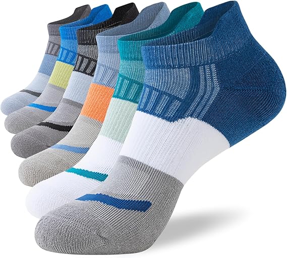 Cirorld Men's Cotton Trainer Socks, 6 Pairs, Full Cushioned Low Cut