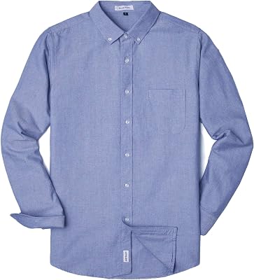 MUSE FATH Mens Oxford Dress Shirt-Cotton Casual Regular Fit Long Sleeve Shirt