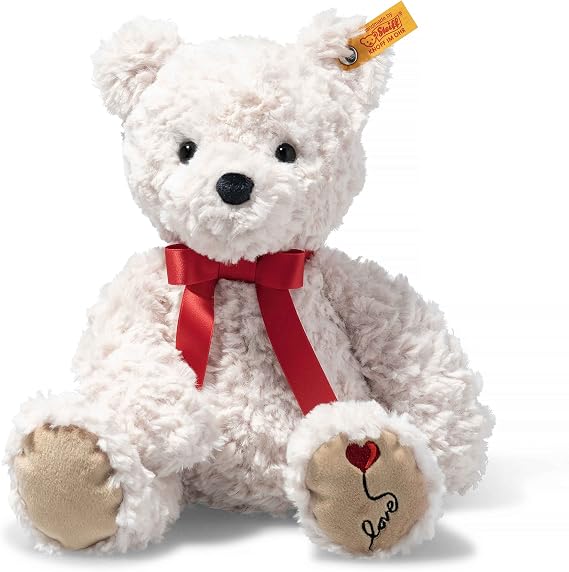 Steiff Jimmy Love Teddy Bear, Premium Plush Bear with Satin Red Bow & Embroidered Paw Pad, Adorable Thoughtful Gift for all Occasions