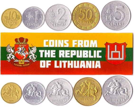 Lithuania 5 Mixed Coins | 1 Centas - 50 Centu | Lithuanian Currency Since 1991