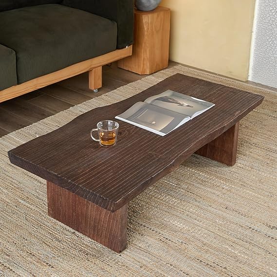 Woods Coffee Table,Rustic Retro Square Coffee Tables for Living Room,Live Edge Wooden Farmhouse Center Table,for Bedroom,Office,Apartment,Easy Assembly(Distressed,78.7x27.5x17.7in)
