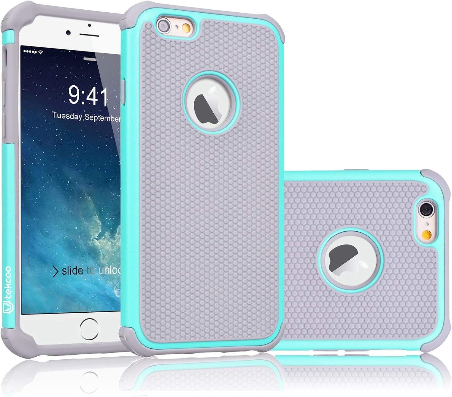 Tekcoo iPhone 6S Case, iPhone 6 Sturdy Case,[Tmajor] for iPhone 6  6S 4.7 INCH Case Shock Absorbing Impact Defender Slim Cover Shell wPlastic Outer & Rubber Silicone Inner [TurquoiseGrey]