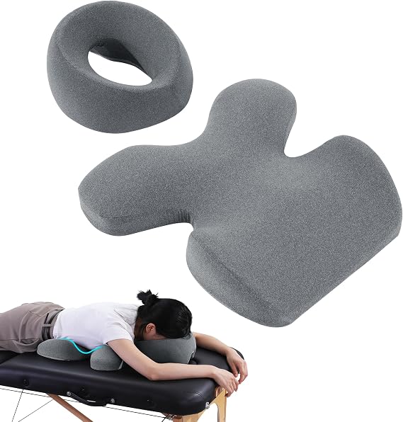 Face Down Massage Pillow, Face Down Pillow for Sleeping with Non-Slip Bottom, Home Head Cushion and Chest Cushion for SPA, Sleep (Gray)