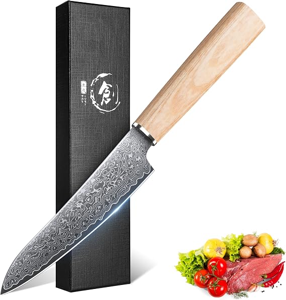ROCOCO Damascus Japanese Utility Knife - Sharp Fruit Paring Knives
