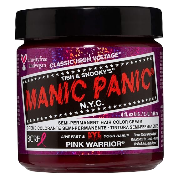 Manic Panic Semi Permanent Pink Warrior Hair Dye, 4 oz