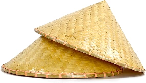 Outdoor Shaping 2-Pack Bamboo Rice Hat, Asian Conical Sun Hat for Adults