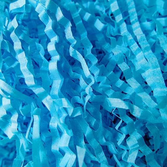 TCAIRG light blue Crinkle Cut Paper Shred Filler (1/2 LB) for Gift Wrapping and Basket Filling - Shredded Paper for Gift Box, Box Confetti Shredded, Box Stuffing