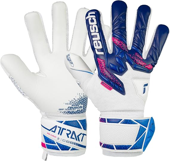 Reusch Attrakt Re:Grip Negative Cut Goalkeeper Gloves, Blue/Pink/White, Size 8