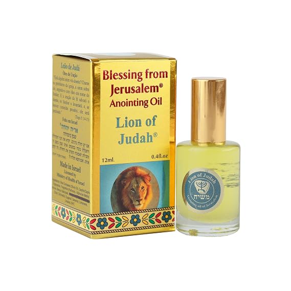 Ein Gedi Rose of Sharon Anointing Oil, Blessing from Jerusalem Gold Collection, Holy Land Anointing Oil for Prayers and Blessings. (12ml, Lion of Judah)