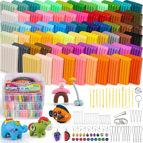 Ixiaoyoo Polymer Clay Set, 70 Colors Oven Bake DIY Modeling Clay for Kids | With Sculpting Tools, Easy to Shape, Non-Sticky, Art Crafts for School Project, Home, Creative Gift for Children and Artists