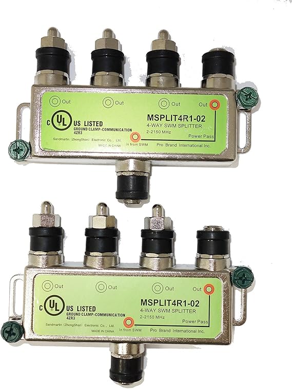Directv SWM Approved 4-Way Splitter by Pro Brand (2-Pack)