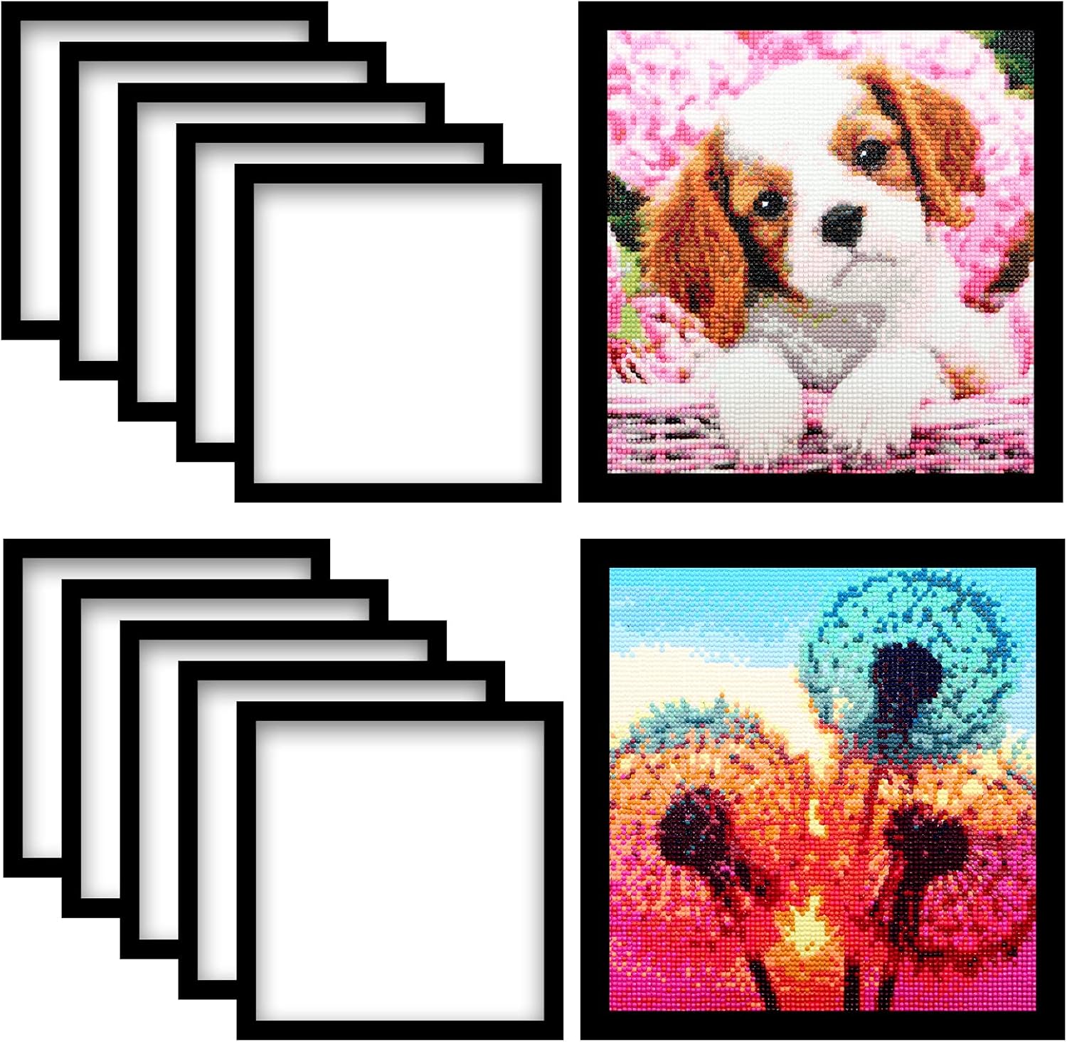 ZYNERY 10 Pack Diamond Painting Frames, Diamond Art Frames for 12x12in30x30cm Diamond Painting Canvas, Diamond Painting Accessories Magnetic Frame for Wall Window Door Home Decor Inner Size 25x25cm