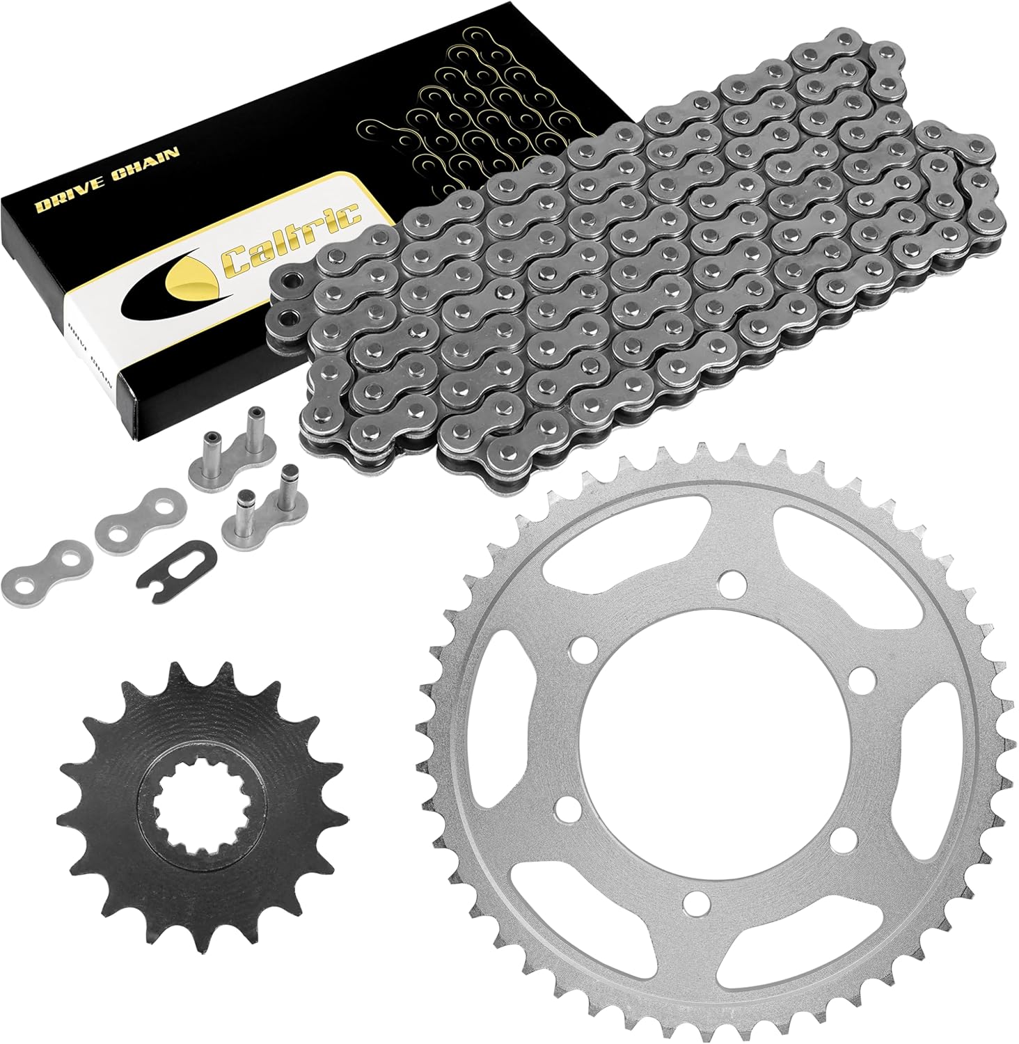 Caltric Drive Chain and Sprockets Kit Compatible With Yamaha R1 YZF-R1 2009 2010 2011 2012 2013 2014