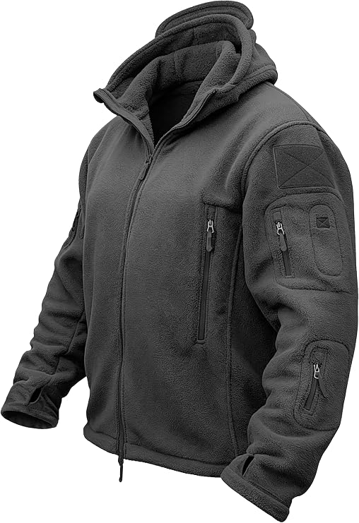 TACVASEN Mens Fleece Jacket Tactical Hoodie Military Winter Warm Full Zip