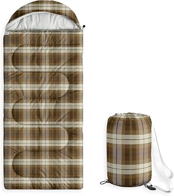 Wake In Cloud - Kids Sleeping Bag for Boys Girls Toddlers, Camping in Warm Cold Weather, Backpacking Lightweight Compact Outdoor Liner for 3 Seasons, Classic Tartan Plaid