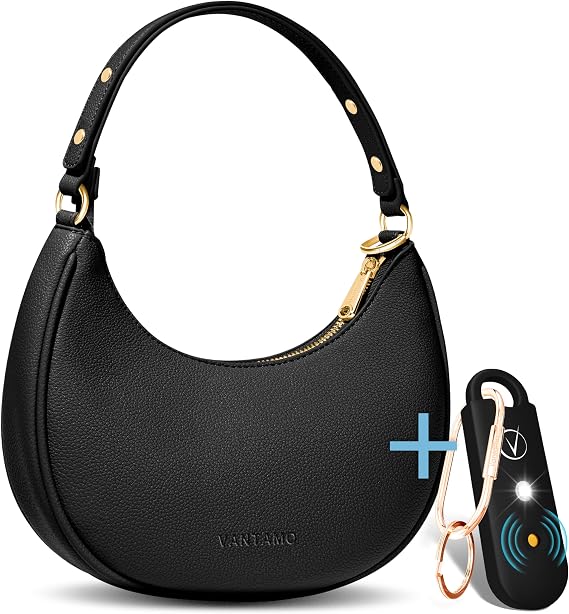 Vantamo Half Moon Clutch Bag for Women with Anti Theft RFID Protection and Personal Alarm for Women