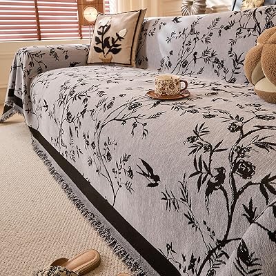 Sofa Covers, with Tassel Non Slip Throw Blanket Loveseat Cover, Soft Non SlipGray,180  300cm