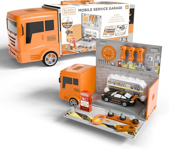 Lollipop Mobile Service Garage Truck Toy with Flip-Open Storage - Take-A-Part Car, Realistic Tools, Garage Accessories Included - Great Toy for 6+ Years