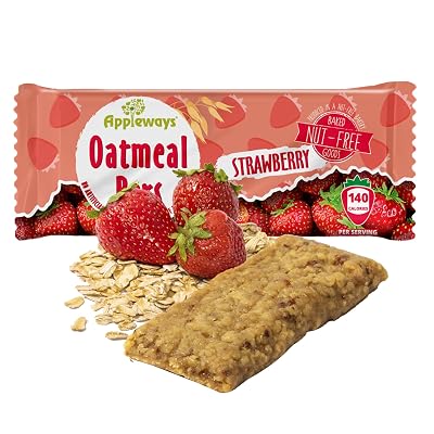Appleways Strawberry Oatmeal Bars, 1.2 oz, 216 Count - Individually Wrapped, Whole Grain Soft Baked Oat Snack Bars, Healthy and Nut-Free Breakfast Bar Snacks for On the Go, Made in USA 16.2 lbs Total