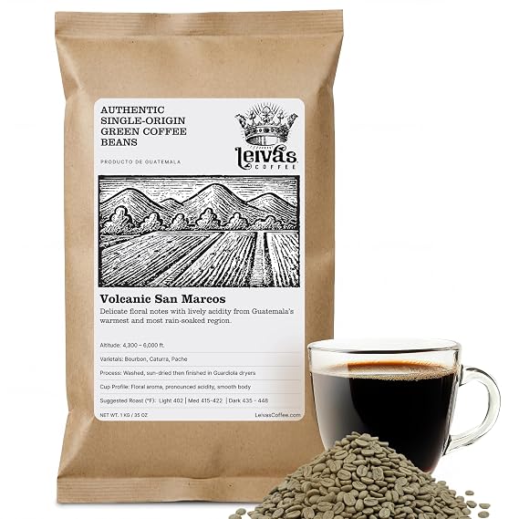 Leiva's Unroasted Green Coffee Beans Volcanic San Marcos 1kg (35 oz)