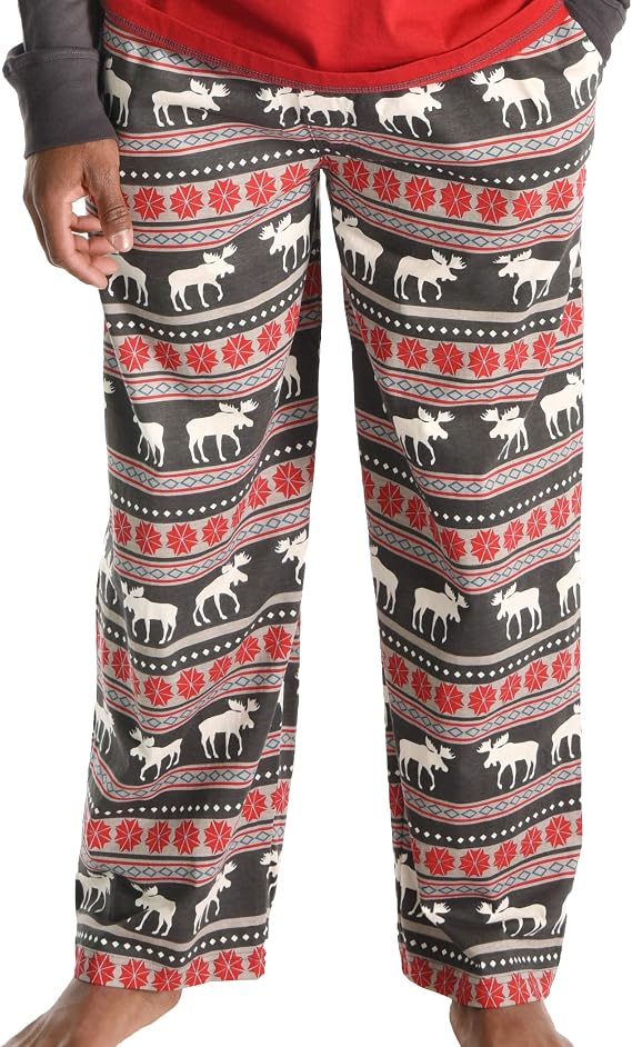 Lazy One Pajama Pants For Men, Men's Separate Bottoms, Lounge Pants, Animal, Nordic (Moose Fair Isle, X-SMALL)