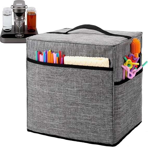 Cocktail Cover for Bartesian Cocktail Machine, Multi Pocket for Bartesian Cocktail Capsules, Straw Accessories, Gray