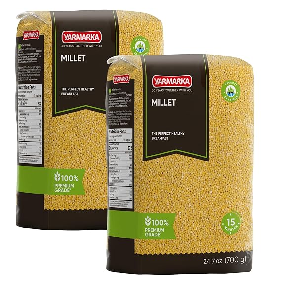 Yarmarka Millet Grains 24.7 oz - 700g (Pack of 2) | Whole Grain Ancient Millet, Naturally Gluten-Free, Mild & Fluffy Texture, Ideal Rice Alternative for Porridge & Savory Dishes