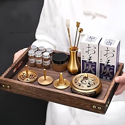 Three-Sided Carved Brass Powder Incense Burner Kit Powder with Stick HolderStickConeCoil Incense Ash Catcher Tray As Gift for Yoga and Meditation Xuan de