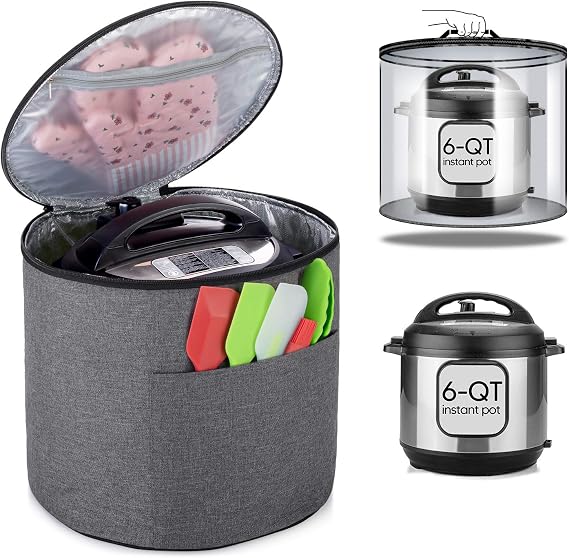 Luxja Dust Cover with Enclosed Bottom for 6 Quart Instant Pot, Gray