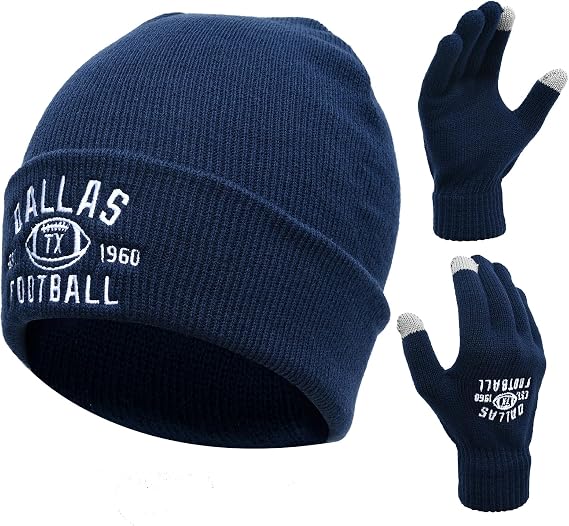 Vintage Classic Skull Cap Embroidery Beanie Fasion Hat Cuffed Winter Hat Knit  with Warm Gloves Gifts for Men Women Fans