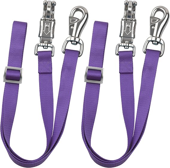 Cross Ties for Horse, Nylon Trailer Tie w/Quick-Release Panic Snap & Bull Snap Horse Trailer Accessories, Adjustable Length Range 42.5" to 73", Equestrian Supplies, Regal Purple
