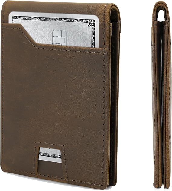 Leather Wallets For Men | A RFID Wallet For Men Designed to Securely Carry Your Essentials. Full-Grain Leather Slim Wallet, Small And Thin Italian Bifold Design (Brown)