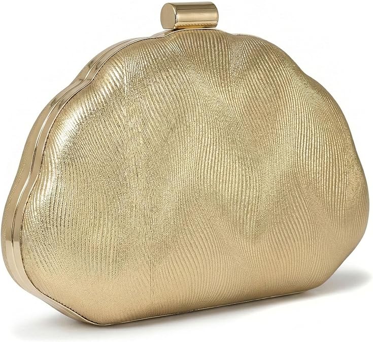 Gold Clutch Purses for Women, Gold Bag Metallic Shell | Cocktail Wedding Guest Evening Handbags with Chain Strap