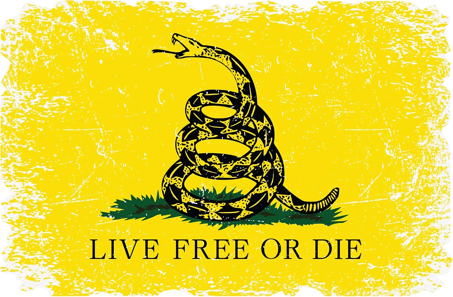 Stickios Live Free or Die Gadsden Flag Sticker - Distressed Patriotic 1776 American Flag Decal for Cars, Trucks & Vehicle Windows - Made in USA - LFOD Rustic 5.4x3.6 inches
