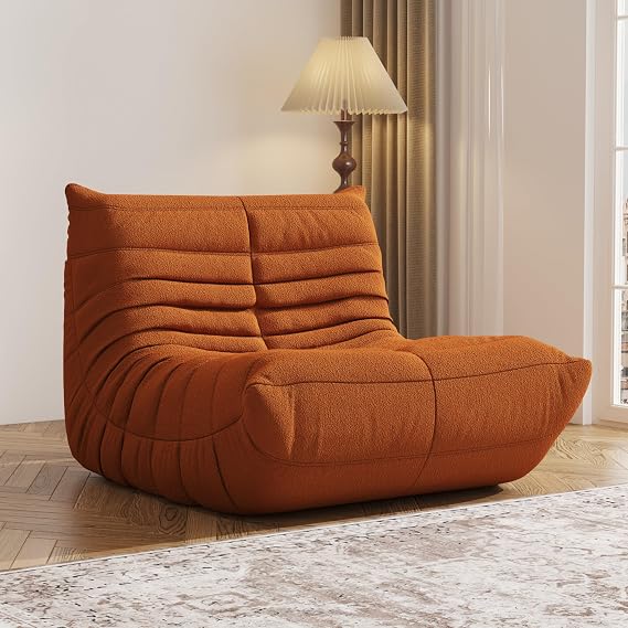 Adults Bean Bag Chairs Togo Couch Comfy Lazy Floor Sofa, Caramel, 1 Seater