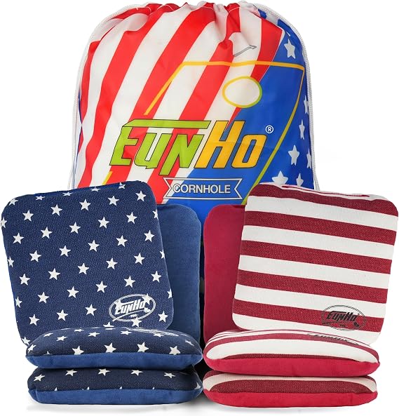 EunHo Professional Cornhole Bags Set of 8 Dual Sided Slick and Stick