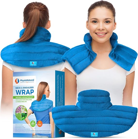 Weighted Neck and Shoulder Wrap - Instant Relief for Tension and Stress, Migraines, Headaches, Aches, Spasms - Deep, Penetrating Muscle Relaxation with Herbal Aromatherapy