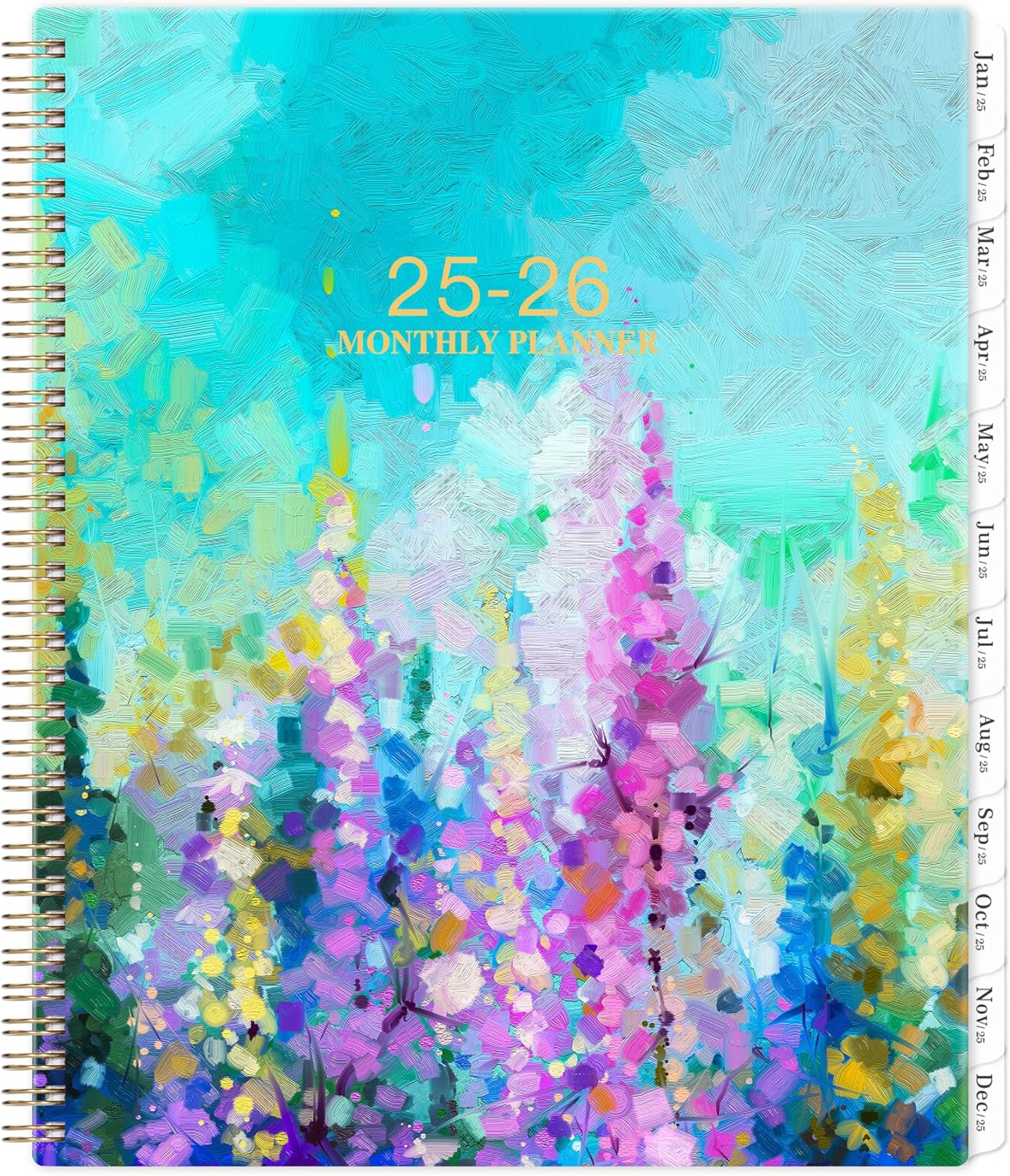 2025-2026 Monthly Planner - JAN 2025 - DEC 2026, 24-Month Planner, 2-Year Monthly Planner 2025-2026, 9 x 11, Monthly Planner with Tabs, Contacts  Back Pocket  Twin-wire Binding - Oil Painting