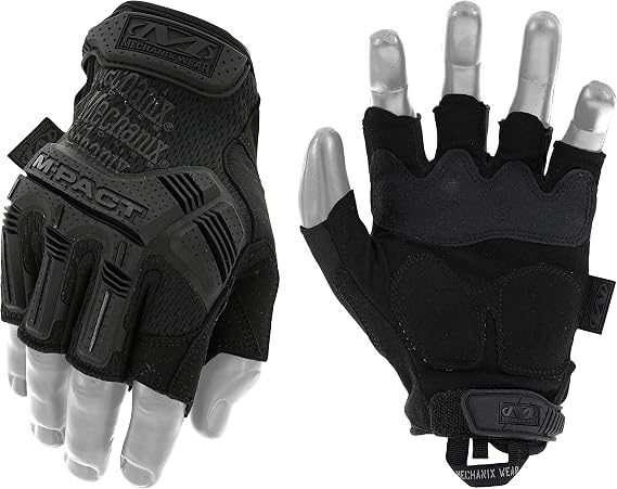 Mechanix Wear - M-Pact Fingerless Covert Gloves (Large, Black) MFL-55-010 | Impact Protection & Vibration Absorption with Heavy Duty Build, Machine Washable for Long-Lasting Use