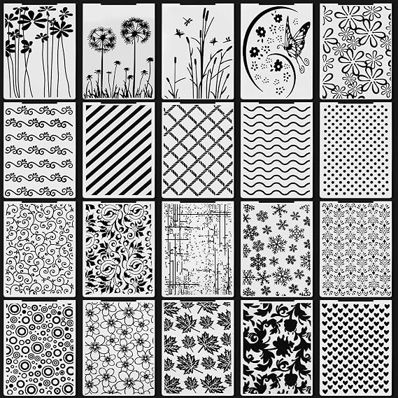 Mumufy 20 Pcs Embossing Folders for Card Making Embossing Stencil Template DIY Plastic Paper Card Decorating Mold for Scrapbook Photo Album DIY Craft, 5.8 x 3.9 Inch (Vintage)