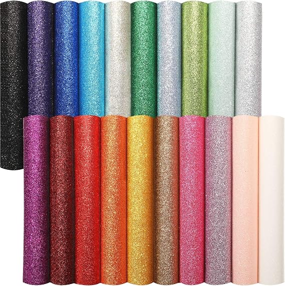 WILLBOND 20 Pcs Shiny Glitter Faux Leather Sheets for Crafts,8.3'' x 11.8''