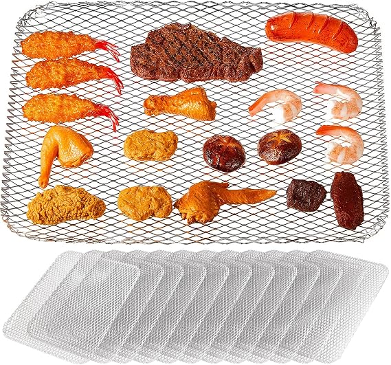 Mifoci 20 Pcs Disposable Grill Topper Non Stick BBQ Grill Grates 12x16 Inch Grill Mesh Mat Disposable Pans for Outdoor Liners Cooking Grid Grates Pad