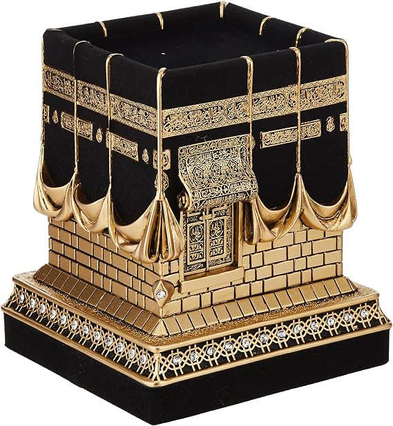 Home Table Decor Kaba Replica Model Showpiece Bookend Eid Gift (Large, Gold)