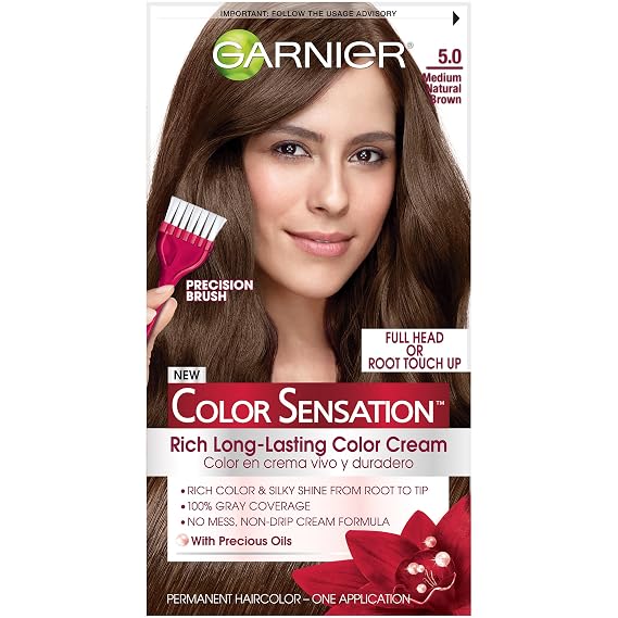 Garnier Hair Color Sensation Rich Long-Lasting Color Cream, 5.0 Medium Natu