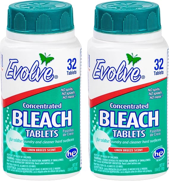 Evolve Concentrated Bleach Tablets -32-ct Linen Breeze (2 pack)
