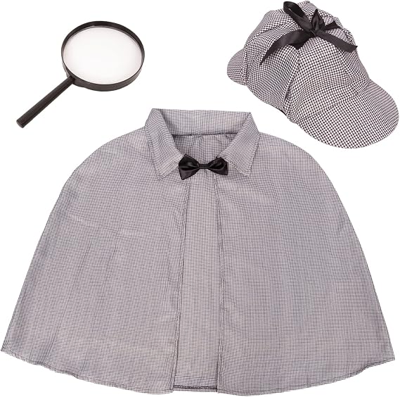 Tigerdoe Detective Costume Adults 3 Pc Set Detective Hat with Cape and Magnifying Glass Spy Costume Accessories set