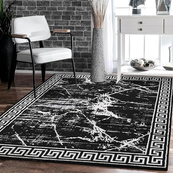 GLORY RUGS Area Rugs Marble 8x10 Black Gray Carpet Modern Abstract Rug Living Room Dining Bedroom Rug